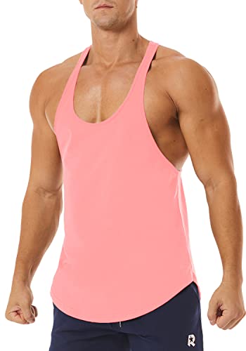 Men's Workout Quick Dry Soft Gym Bodybuilding Stringer Tank Tops - color: Pink, size: Small