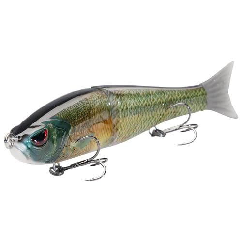 Bassdash SwimShad Glide Baits Jointed Swimbait Bass Pike Salmon Trout Muskie Fishing Lure,3-Pack - color: Fluorescent White Shad +Emerald Shiner +Lake Chub, size: 7in/2.2oz