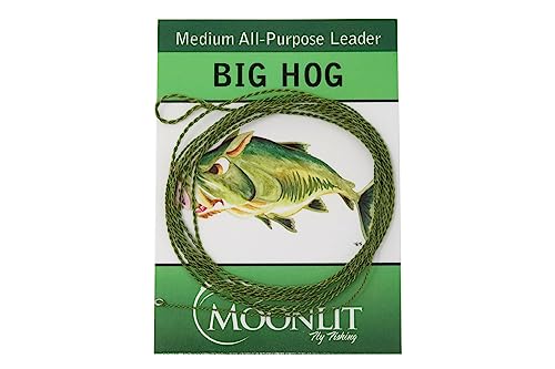 Big HOG Medium All-Purpose Fly Leader - Dries/Streamer/Nymph (Quality USA Made Moonlit Furled Leader) - size: 0-3wt
