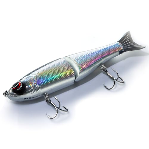 Bassdash SwimShad Glide Baits Jointed Swimbait Bass Pike Salmon Trout Muskie Fishing Lure - color: Black/Silver, size: 4.5in/0.65oz