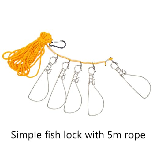 Holder Set Fishing Stringer Stainless Steel Stringer Clip Big Fish Wire Rope Cable Live Fish with Handle Easy Installation Holder Tool