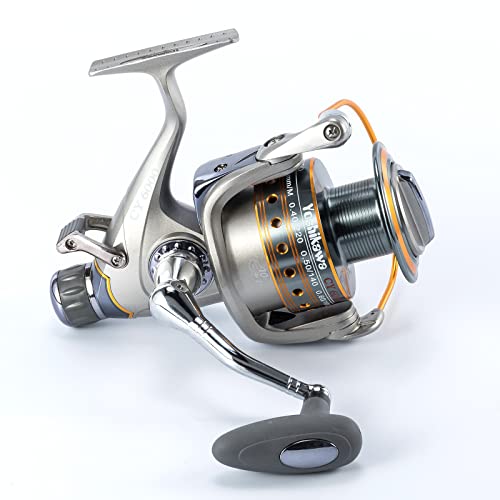 Yoshikawa Baitfeeder Spinning Reel Fishing 5.5:1 11 High Power Stainless Ball Bearings 30Lb Drag Right Left Hand Saltwater Freshwater Reversible Front Rear Drag Live Liner 3000-6000 - style: 6000
