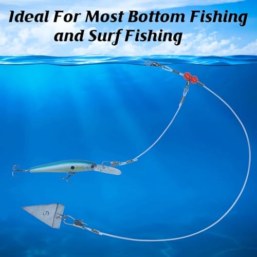 Fishing Leader Rigs Saltwater Tackle Rigs with Swivels Snaps, High Strength Wire Leaders Rigging Surf Fishing Gear Equipment for Lures Bait Hooks Catfish Walleye - color: Blue Nylon Leader, size: 24PCS, style: 1 Arm