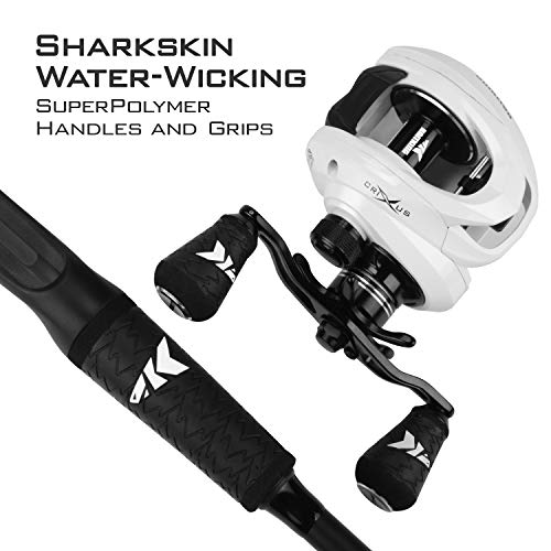 KastKing Crixus Fishing Rod and Reel Combo, High Performance Spinning & Baitcaster Combo, IM6 Graphite 2Pc Blanks, Zirconium Oxide Rings, SuperPolymer Handle, Lightweight Reel with Aluminum Spool - size: Cast-7'0" Med Heavy- Right Handed-2pcs