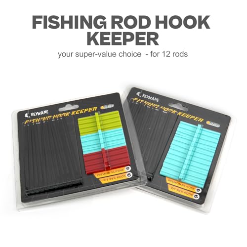 Universal Fishing Hook Keeper - Silicone Secure Holder for All Rods (Ultra Light to Sea), 12-Pack with Nylon Zip Ties - style: Green