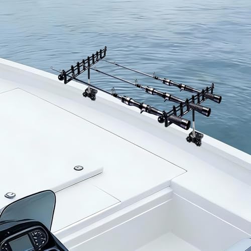 2PCS Marine Storage Rod Holder - Stainless Steel Multi-Rod Rack with Adjustable Clamps for Boat Railing