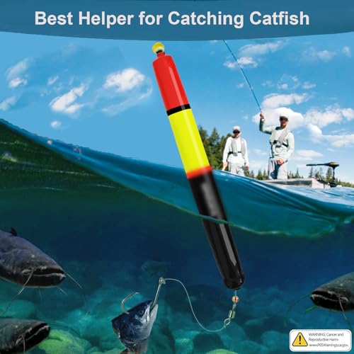 Fishing Bobbers Floats, Catfish Floats Weighted Float for Fishing, High Visibility Wood Bobber for Catfish Pike - size: 7IN+9.8IN+11.8IN