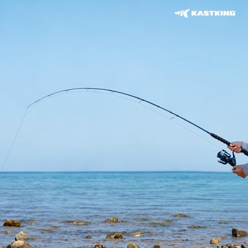 KastKing Kapstan Saltwater Spinning Rod, Boat & Surf Fishing Rod, Lightweight S-Curve Graphite Blanks, Stainless-Steel Double-Foot Guides, Aluminum/Graphite Locking Reel Seat, 2-Piece PTS Rod - style: Spin-9'0"-m-mf