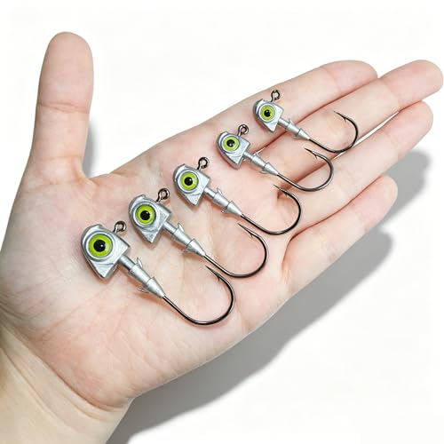 15pcs Swimbait Jig Heads Dual Bait Keeper 3D Eye Salt Fresh Water Soft Lure Hooks Multi Weight Assortment 1/8-1/2oz - size: 3/8oz-15Pack