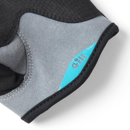 Gill Deckhand Sailing Gloves Short Finger with 3/4 Length Fingers - 50+ UV Sun Protection & Water Repellent - color: Black/BlueJay, size: X-Large