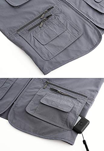 Spanye Mens Fishing Vest Multi Pocket Vests Safari Travel Photo Work Jacket Alive Outerwear - color: Gray Blue, size: Small