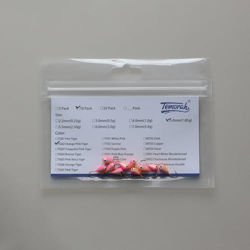 10 Pieces 3.0-6.0mm Teardrop Tungsten Ice Jig - color: TG02 Orange Pink Tiger Glow, size: TIJ02 3MM 10PCS