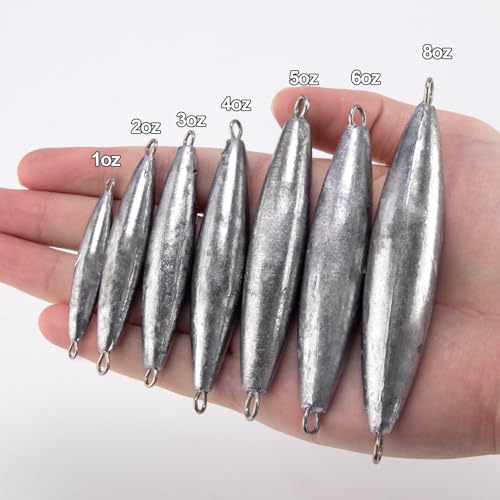 Dr.Fish Inline Trolling Lead Sinkers Torpedo Weights Saltwater Fishing | Streamlined Torpedo Shaped Trolling Sinkers, Perfect for salmon, tuna, walleye, trout, and wahoo in fresh and saltwater. - size: 8oz-5 Pack