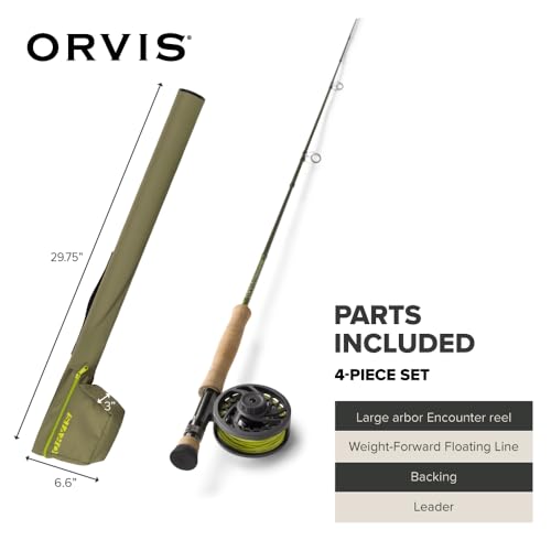 Orvis Encounter Fly Rod Outfit - 4Pc Fishing Rod and Reel Combo | Smooth Performance, Complete with Reel, Line, Backing, & Leader for Young Anglers, Pre-Balanced Ready-to-Fish Setup - size: 5-Weight, 8'6"