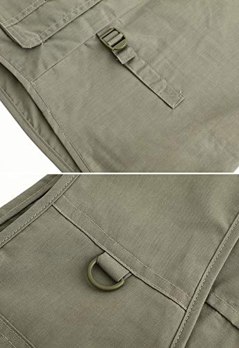 Spanye Mens Fishing Vest Multi Pocket Vests Safari Travel Photo Work Jacket Alive Outerwear - color: Army Green, size: XX-Large