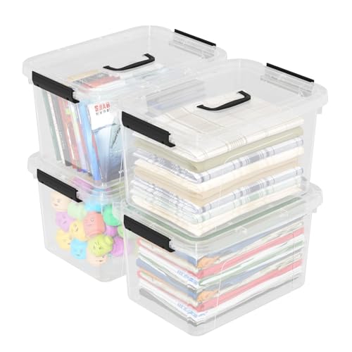 4-Pack 17.5 Quart Plastic Latch Storage Box, Storage Bin with Lids, Clear - size: Large