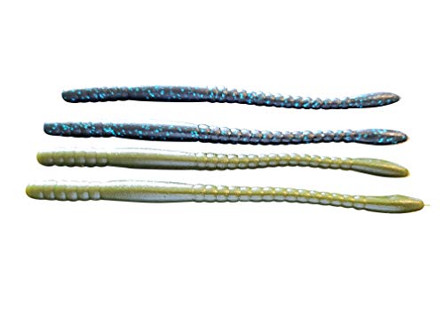 Floating Worm 10 Per Pack 6 Inch Scented Bass, Walleye and More - color: Black and Blue