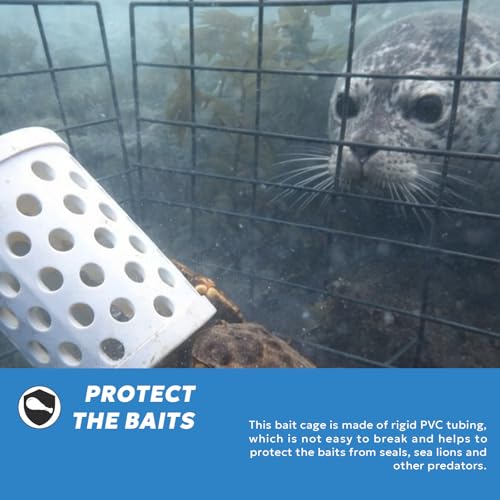 Seal Proof Bait Cage Rigid PVC Tubing with Quick Release Clips High Capacity Bait Box Holders for Crab Traps