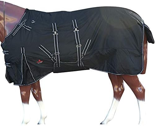 HILASON Black 78 in 1200D Winter Waterproof Poly Horse Turnout Blanket Belly Wrap