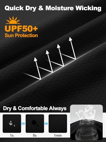 Men's UPF 50+ Sun Protection Hoodie Lightweight Quick Dry Fishing Shirts Long Sleeve Rash Guard with Mask - color: Black, size: Large