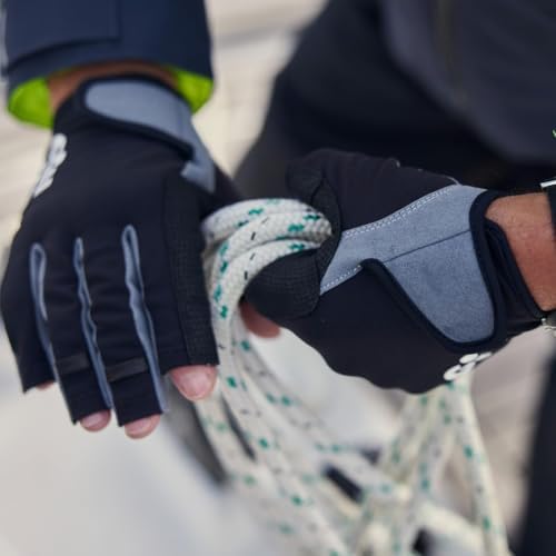 Gill Deckhand Sailing Gloves Short Finger with 3/4 Length Fingers - 50+ UV Sun Protection & Water Repellent - color: Black, size: Medium