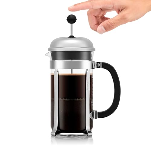 Bodum 34oz Chambord French Press Coffee Maker, High-Heat Borosilicate Glass, Polished Stainless Steel – Made in Portugal