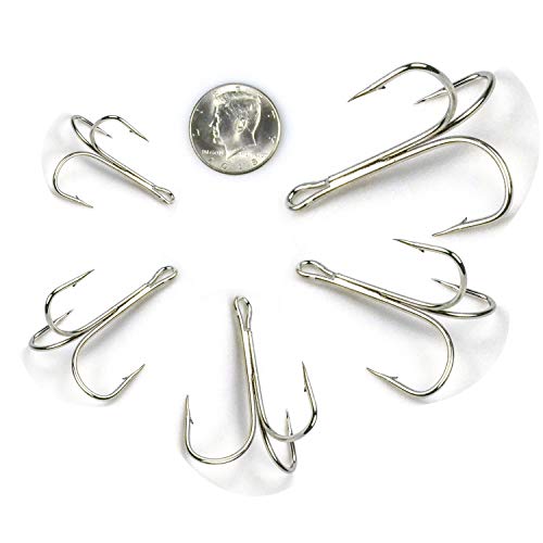 Fishing Treble Hooks, Freshwater Saltwater Triple Fishing Hooks for Snagging Trout Walleye Catfish Lures Baits Replacment, Extra Strong Sharp, Silver, 20/50pcs - size: 4/0-20pcs