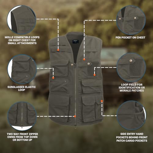 Edgetec Outdoor Utility Vest, Fishing, Hunting, Tactical Ripstop - color: Ranger, size: XX-Large