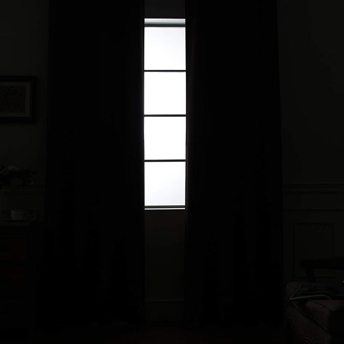 Yakamok Sage 100% Blackout Curtains, Total Blackout Lined Curtain Panels