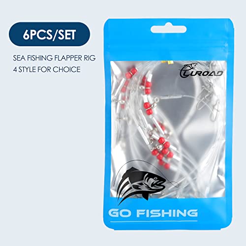 Fishing Leader Fishing Rigs, Luroad 6/12/18 Pcs Nylon-Coated Lines with Swivels Snap Beads, Stainless Steel Hooks Crimps Saltwater Freshwater for Fishing Lovers Angler, 1 Arm/ 2 Arms - color: F.2 Arm-Green-18pcs