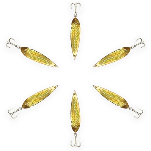 Crocodile Spoons 1oz, 6 Pcs Gold with Treble Hooks, for Saltwater & Freshwater Casting, Includes Durable Gold Finish, Ideal for Halibut, Barracuda, Tuna & More
