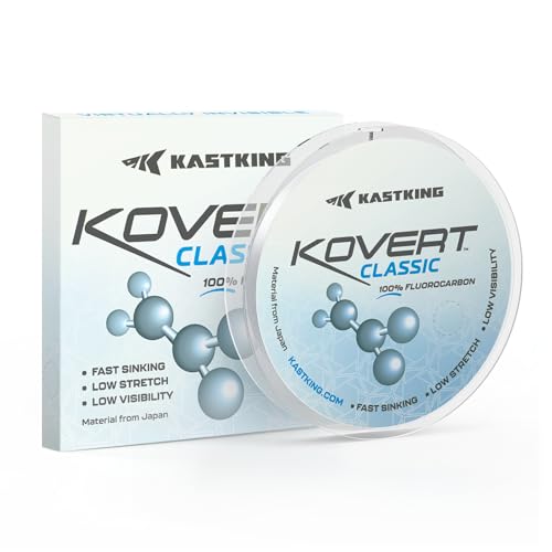 KastKing Kovert 100% Fluorocarbon Fishing Line - Clear Fishing Leader, High Sensitivity, Strong Knot Strength, Shock & Abrasion Resistant, Extreme Clarity, Ultra-Low Visibility, Fast Sinking - color: Kovert Classic (Durable & Abrasion Resistant), size: 25