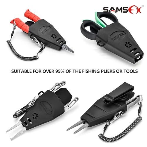 SAMSFX Fishing Pliers Sheath, 360-Degree Rotatable Belt Clip, Comes with Coiled Lanyard, Fishing Accessiores for Men