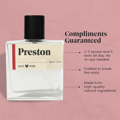 GUY FOX - Preston - Cologne For Men | Crisp Apple, Pink Pepper, Tonka Bean | Bright, Aromatic Men's Cologne | Men's Fragrance | 1.7 Fl Oz