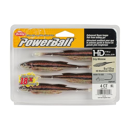 Berkley PowerBait Drip Minnow Fishing Soft Bait - color: HD Blacknose Shiner, size: 5"