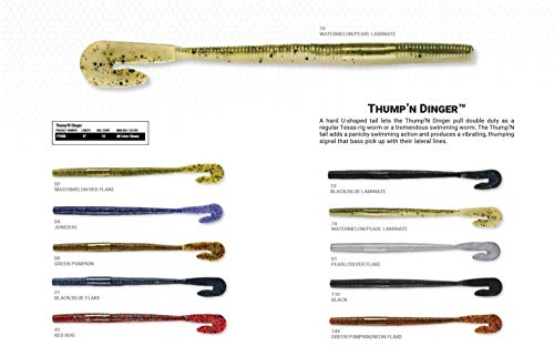 Yum Lures Thump'N Worm Soft P;astic Swim Bait U-Tail Fishing Lure, 10 per Pack, Junebug