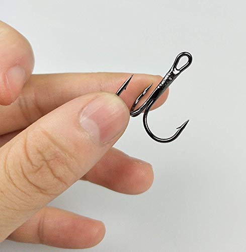 100pcs Fishing Hook Treble Hooks High Carbon Treble Hooks Super Sharp Solid Size 2 4 6 8 10 12 Triple Barbed Steel Fish Hook - color: Black, size: 12#-100pcs