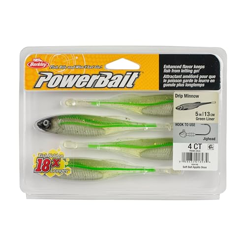 Berkley PowerBait Drip Minnow Fishing Soft Bait - color: Green Liner, size: 5"
