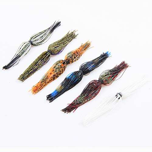 Silicone Jig Skirts Fishing Lures 50 Strands Bass Fishing Jigs Spinnerbait Skirts Replacement Kit Squid Jig Spinner Bait DIY Fishing Lures 12/24 Bundles - size: Type B-12 bundles