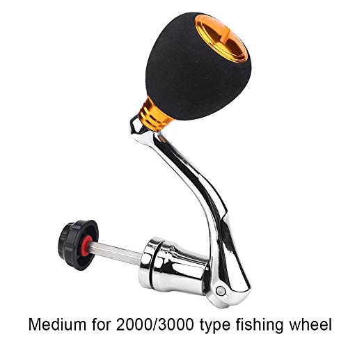 Keenso Reel Replacement Handle, Metal Rocker Arm Grip Spinning Metal Made hex Trunk Spinning Fishing Reel with EVA Premium Metal Comfortable and Anti-Slip - color: Gold, size: Medium
