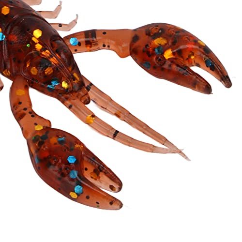 10PC Soft Fishing Lure Crawdad Bait Creature Baits Fishing Lure Set Bass Fishing Lures Soft Plastic Fishing Lures PVC Shrimp Artificial Soft Lure Baits Crawfish Bait Shrimp - color: Dark Brown
