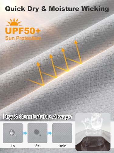 Men's UPF 50+ Sun Protection Hoodie Lightweight Quick Dry Fishing Shirts Long Sleeve Rash Guard with Mask - color: Light Grey, size: Small