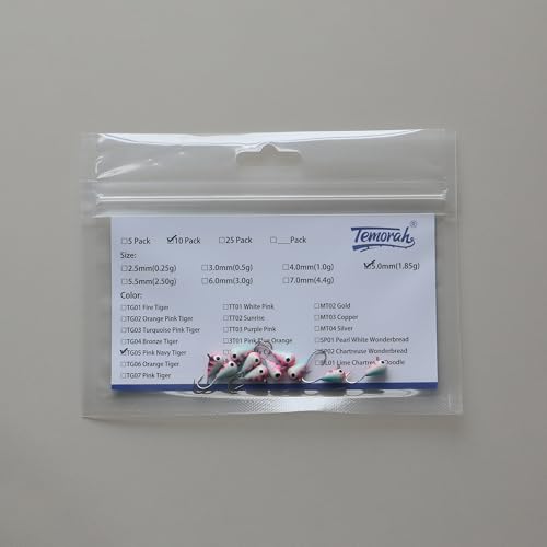 10 Pieces 3.0-6.0mm Teardrop Tungsten Ice Jig - color: TG05 Pink Navy Tiger Glow, size: TIJ02 4MM 10PCS