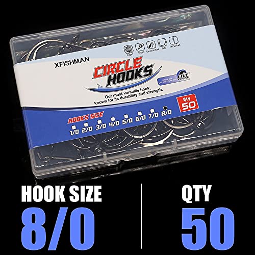 XFISHMAN Circle-Hooks-Fishing-Equipment-Octopus-Hooks-Saltwater-50 Pack #1 –12/0 - color: Black, size: 8/0 50-Pack