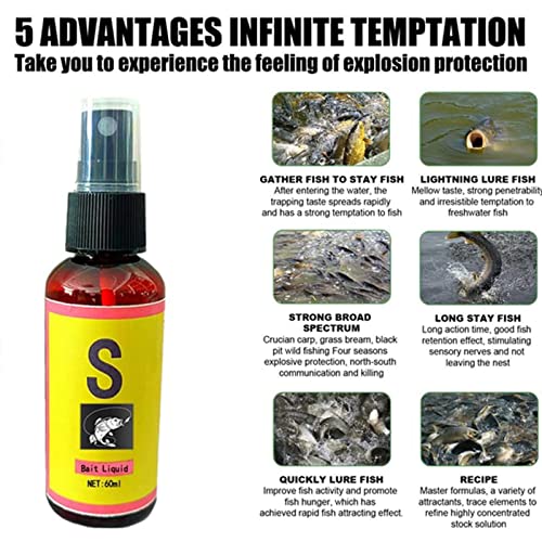 Scent Fish Attractants for Baits - 60ml Natural High Concentration Fish Bait, Safe & Effective Fish Bait Attractant Enhancer Liquid, Practical Anglers Fishing Equipment Accessories - color: 2 PCS