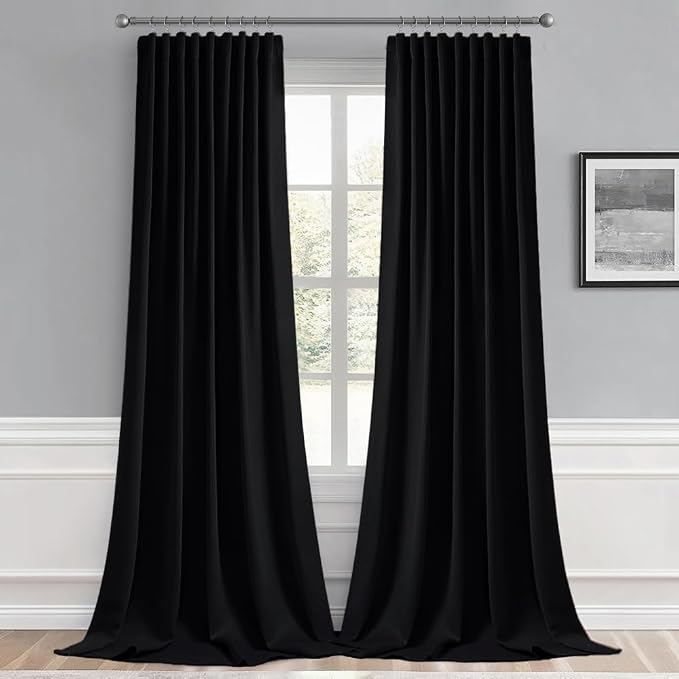 MIULEE Back Tab Blackout Curtains 105 Inch Long 2 Panels Set