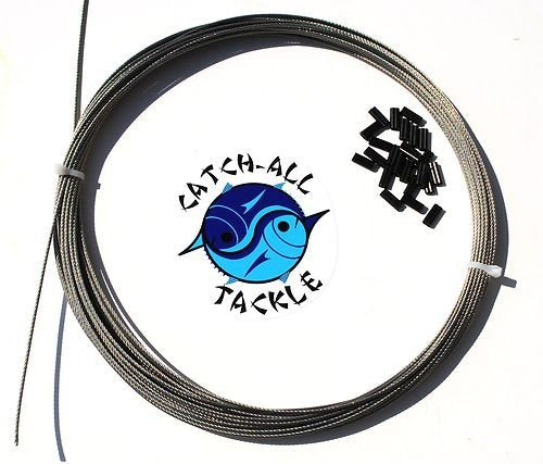 49-Strand Cable Bright 7x7 Stainless Steel Kit 30ft 400lb 1.4mm W/10 1.6mm Crimps