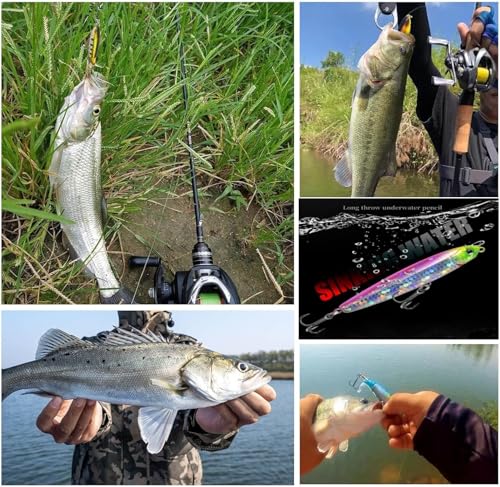 0.49oz/0.35oz Topwater Fishing Lures, 5 Pcs Fishing Lure Saltwater with Storage Box Jerkbait Crankbait Lures for Halibut & Striper Fishing Swimbait for Freshwater and Saltwater Bass Fishing - color: 14g