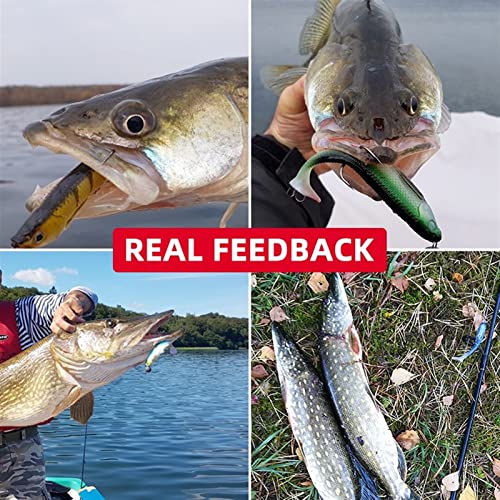ZHENGYI 4pcs Paddle Tail 14.5g 120mm Fishing Soft Lures 3D Eyes T Tail Artificial Bait Plastic Pike Fishing Lures - color: B