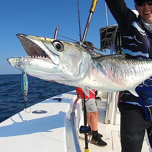 Goture Fishing Jigs,Vertical Jig Saltwater, Jig Fishing Lures with Assist Hook and Treble Hook, 7g-80g Fishing Jigging Spoon Lures for Tuna,Salmon,Sailfish,StripedBass,Grouper Snapper,Kingfish - size: 2.82oz/80g